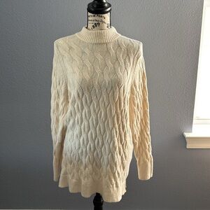 NWT 1X Ivory Croft & Barrow Cable Knit Sweater